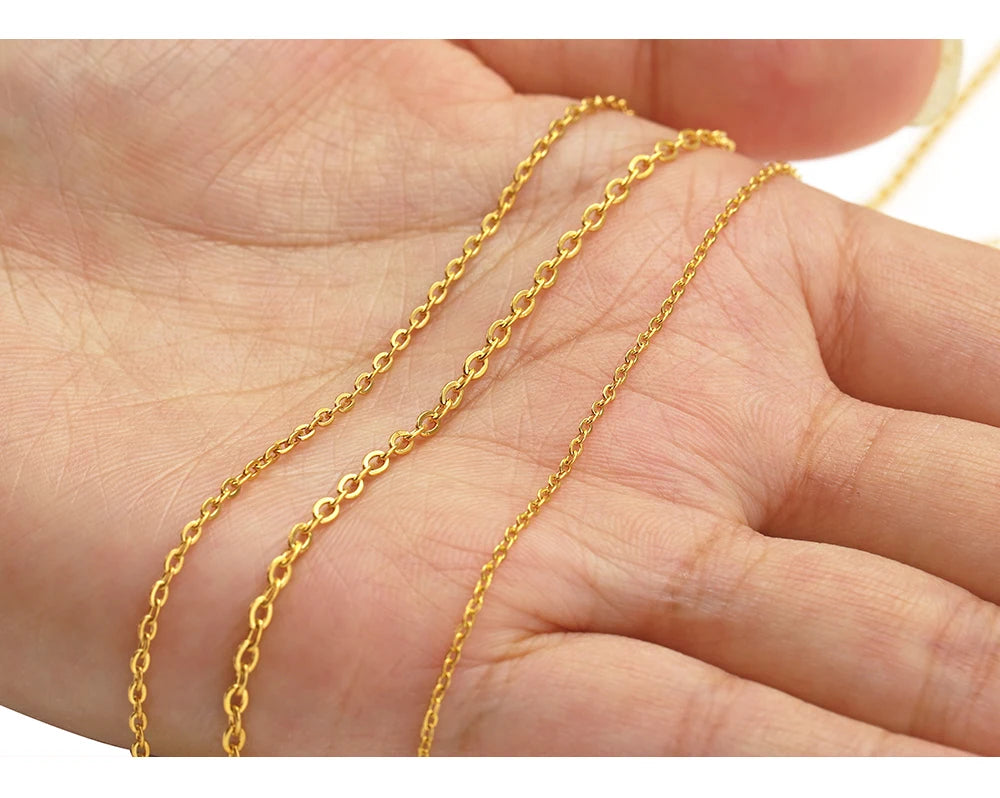 10 Meters Stainless Steel Chain 1 1.5 2mm Gold Steel Color for DIY Jewelry Making