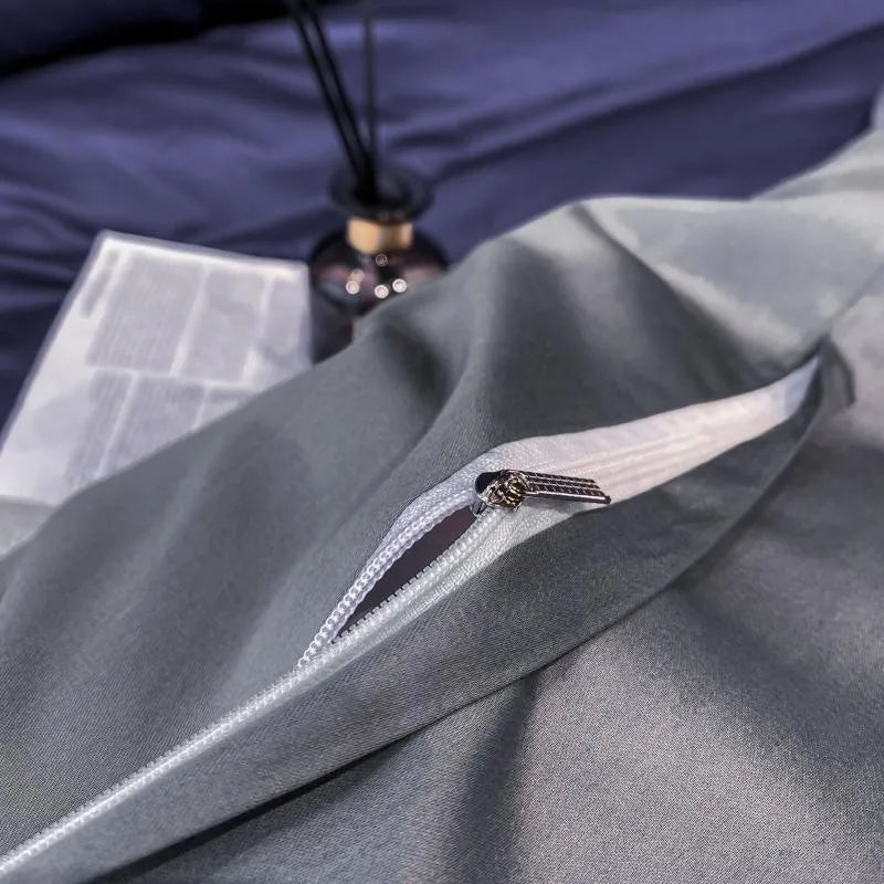 White Gray Egyptian Cotton Hotel Duvet Cover Set 600TC Silky Soft Bedding Set