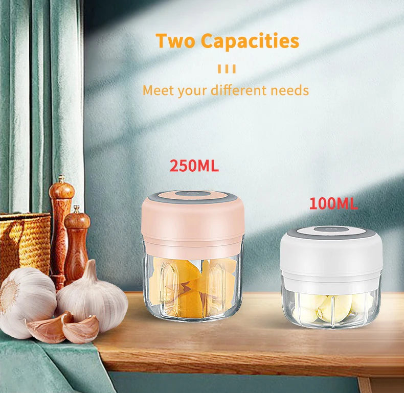 HiPiCok Electric Meat Grinder Garlic Crusher Mini Chopper USB Kitchen Gadget