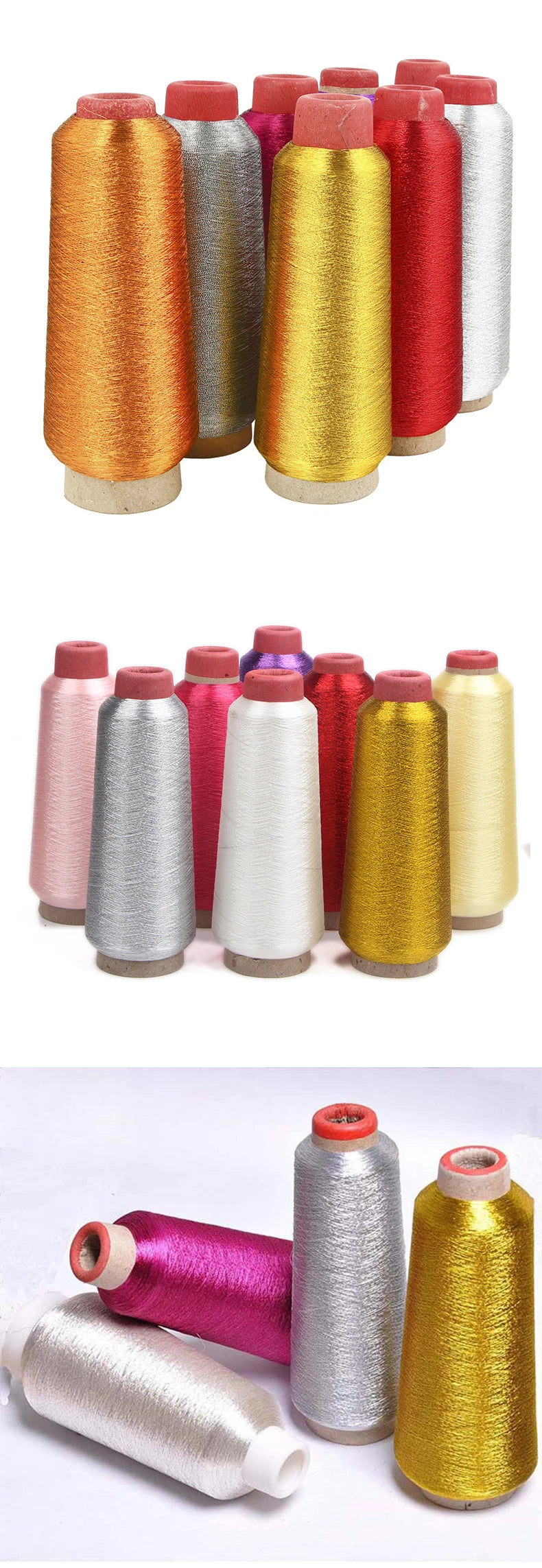 Colorful Computer Embroidery Cross Stitch DIY Bright Silk Metallic Yarn 3200M