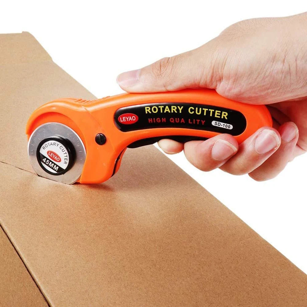 Sewing Rotary Cutter Kit with 45mm Rotary Cutter 5 Replacement Blades Cutting Mat Patchwork Ruler and Precision Knife for Quilting and Crafting