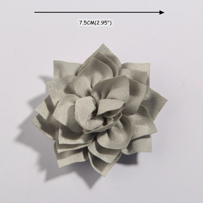 50PCS 7.5CM 2.95 Inch Fashion Lotus Satin Hair Flowers for DIY Headbands and Wedding Decor