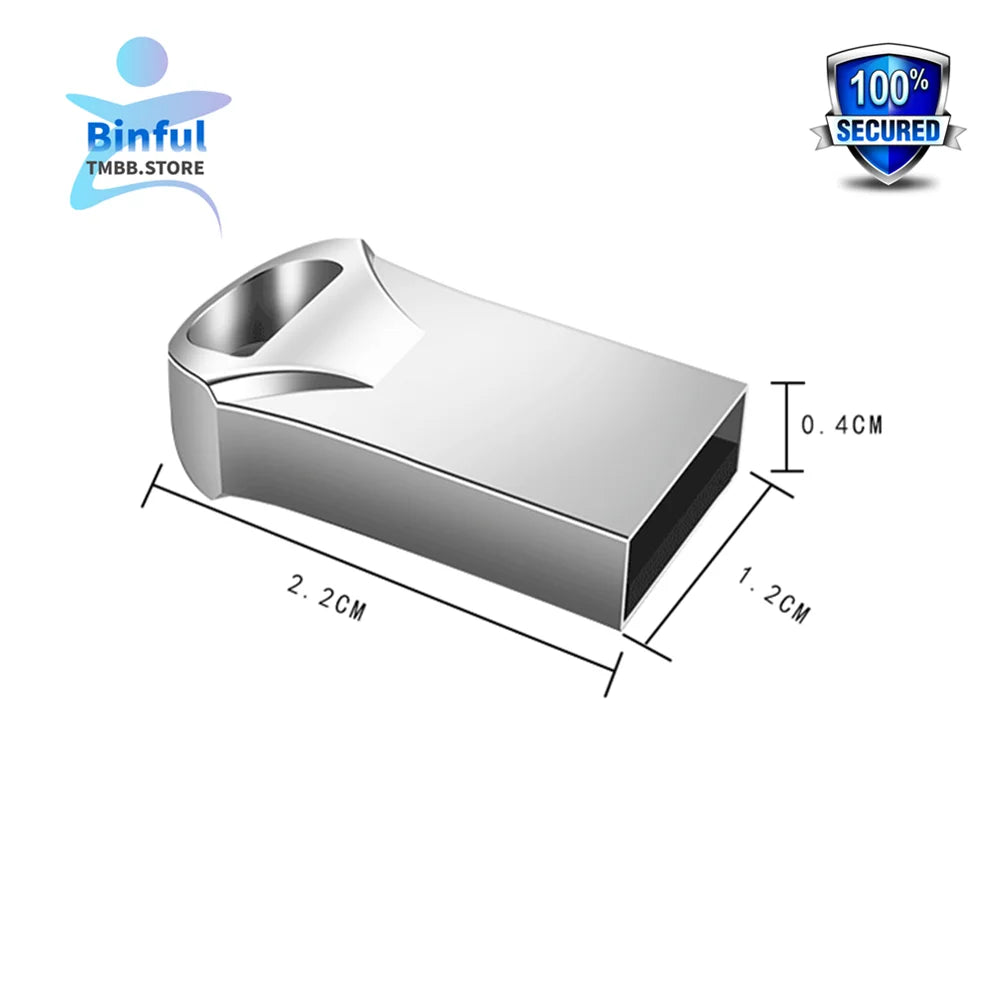 New Mini Metal USB Flash Drive 16GB to 512GB Portable Gift