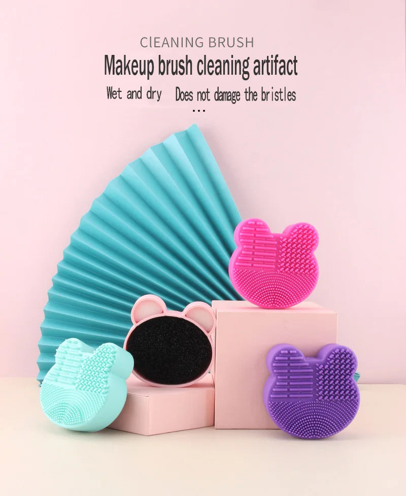 Bear Heart-Shaped Silicone Makeup Brush Cleaner Pad Tool