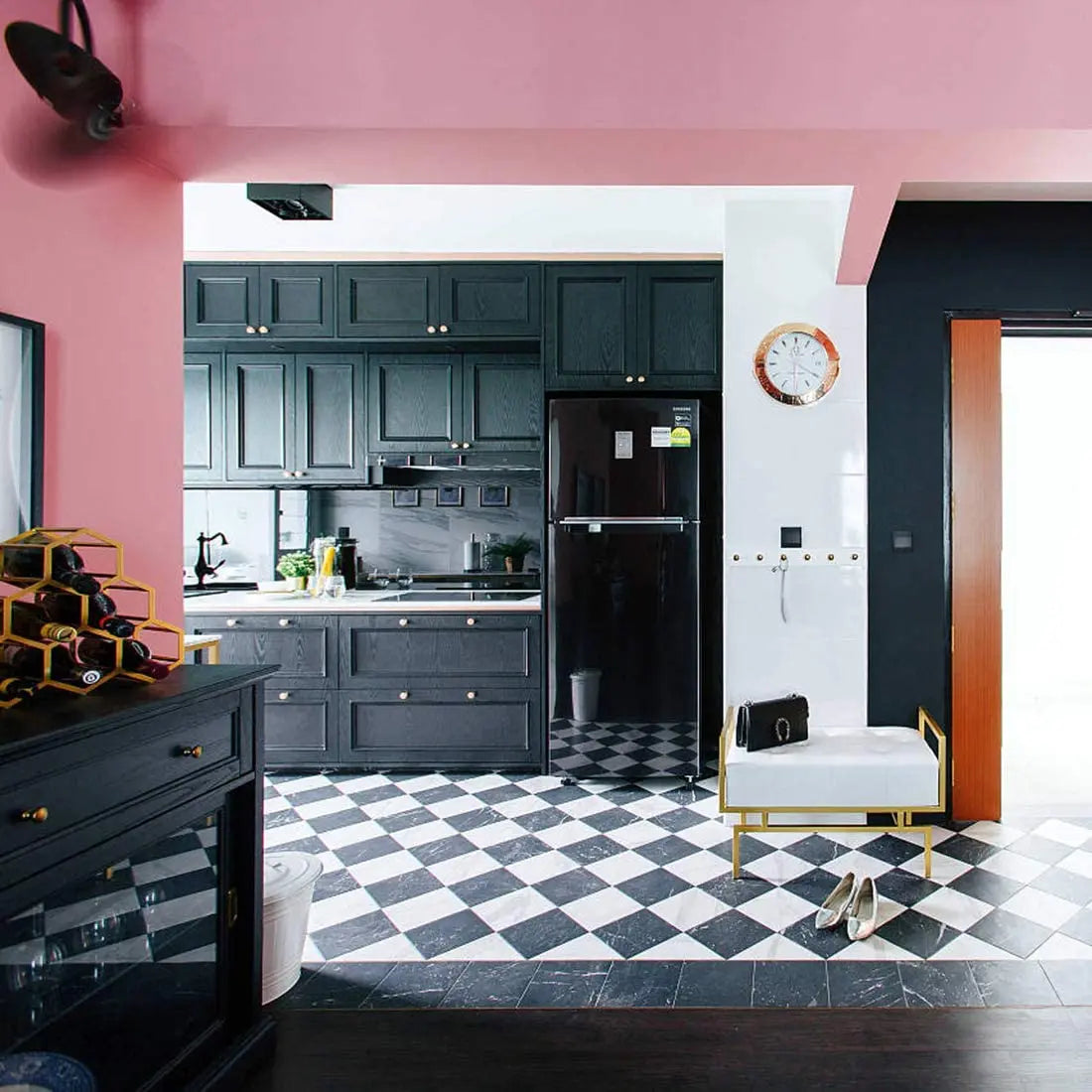 Black Wood Peel And Stick Decorative Film Easy To Clean