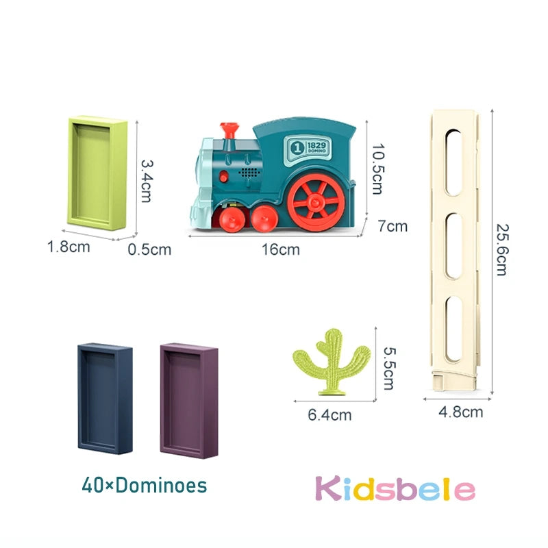 Kids Electric Domino Train Car Set with Sound and Light Automatic Domino Laying Educational Toy for Fine Motor Skills Great Christmas Gift