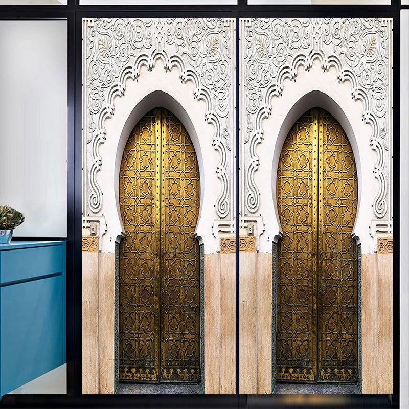 2pcs/Set Muslim Styles Door Art Mural Sticker Peel & Stick PVC Home Decor