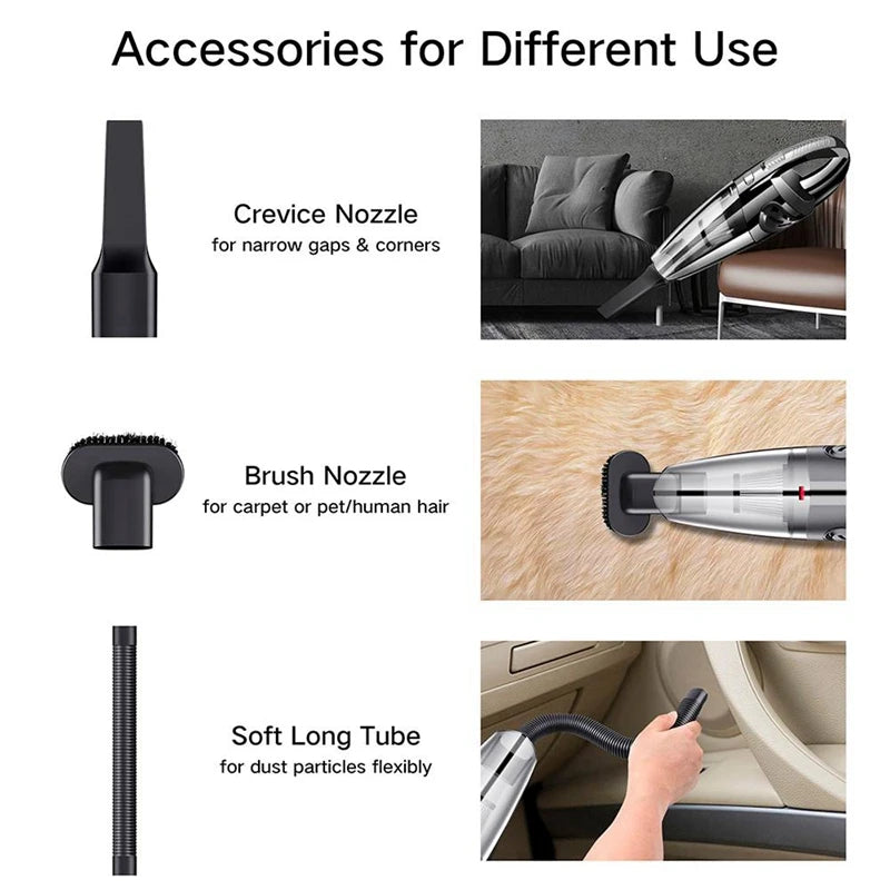 Wireless Vacuum Cleaner with Powerful Cyclone Suction for Car and Home Pet Hair