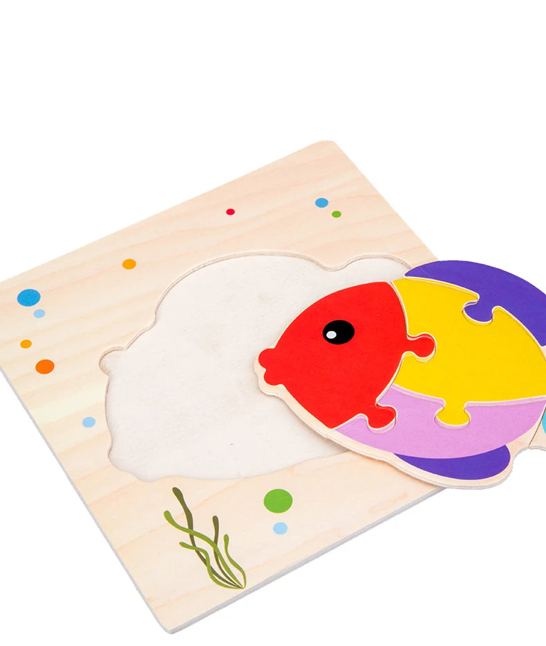 Baby Wooden 3D Puzzles Tangram Shapes For Learning Fun