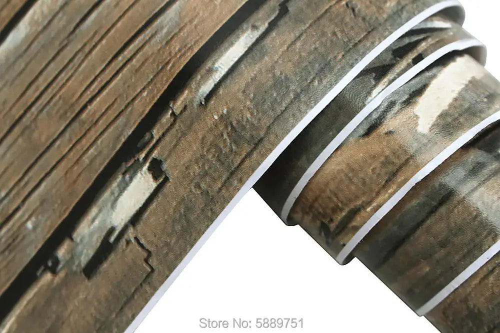 Retro Faux Wood Grain Peel And Stick Wallpaper Roll For Restaurants