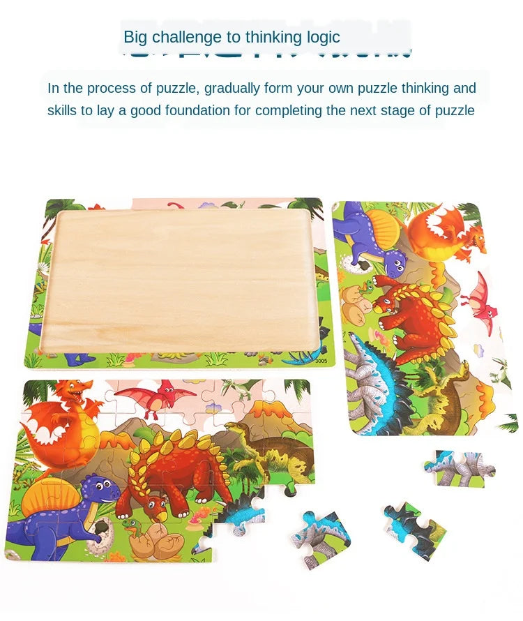 30 Pieces Wooden Jigsaw Puzzle for Kids Animal Vehicle Educational Toys