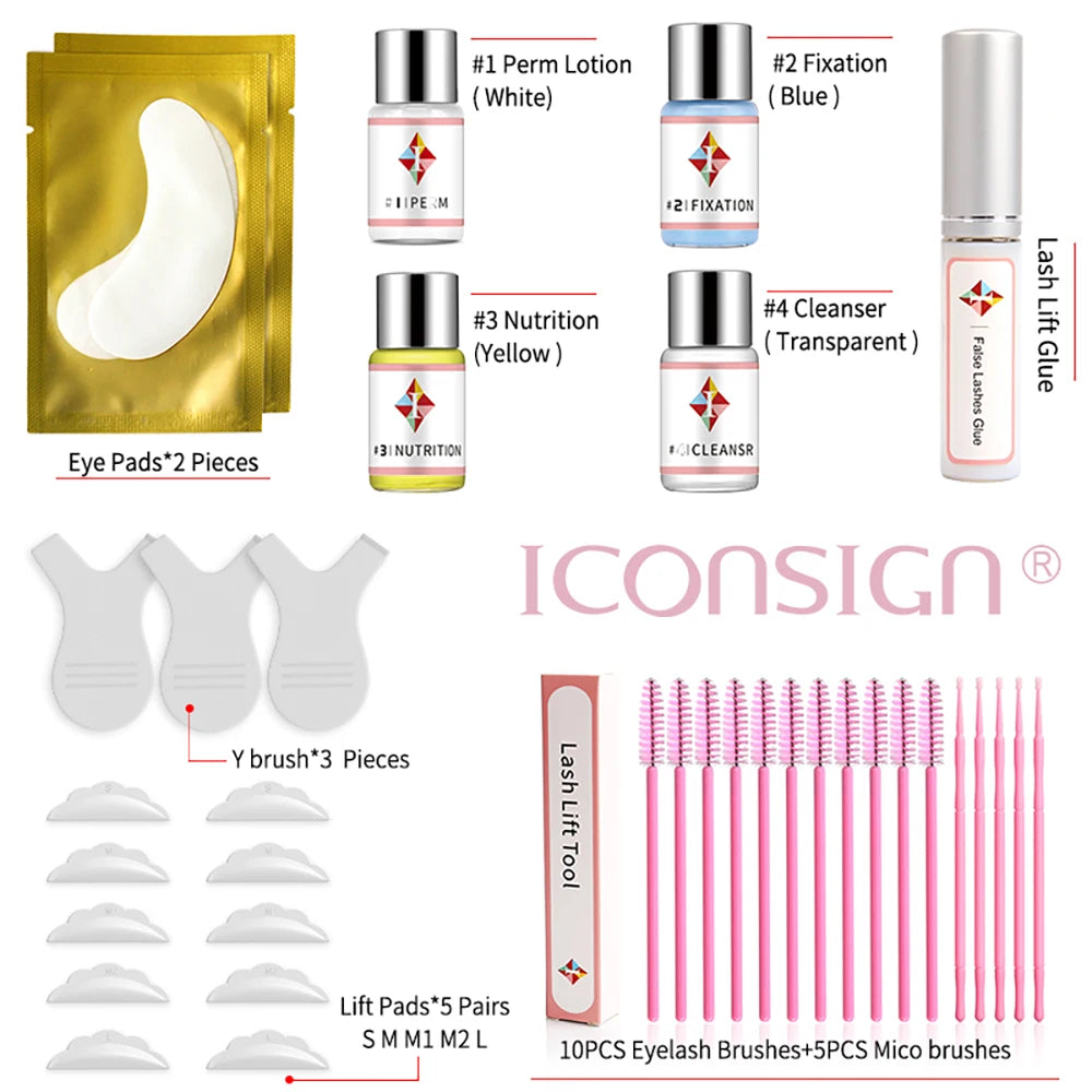 Iconsign Lash Lift Kit Upgrade Version Long Lasting Eyelash Perm Enhancer Lasts 6 to 8 Weeks Calia Makeup Tools