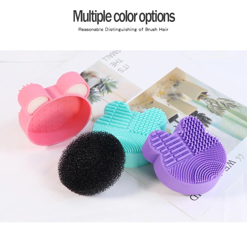 Bear Heart-Shaped Silicone Makeup Brush Cleaner Pad Tool