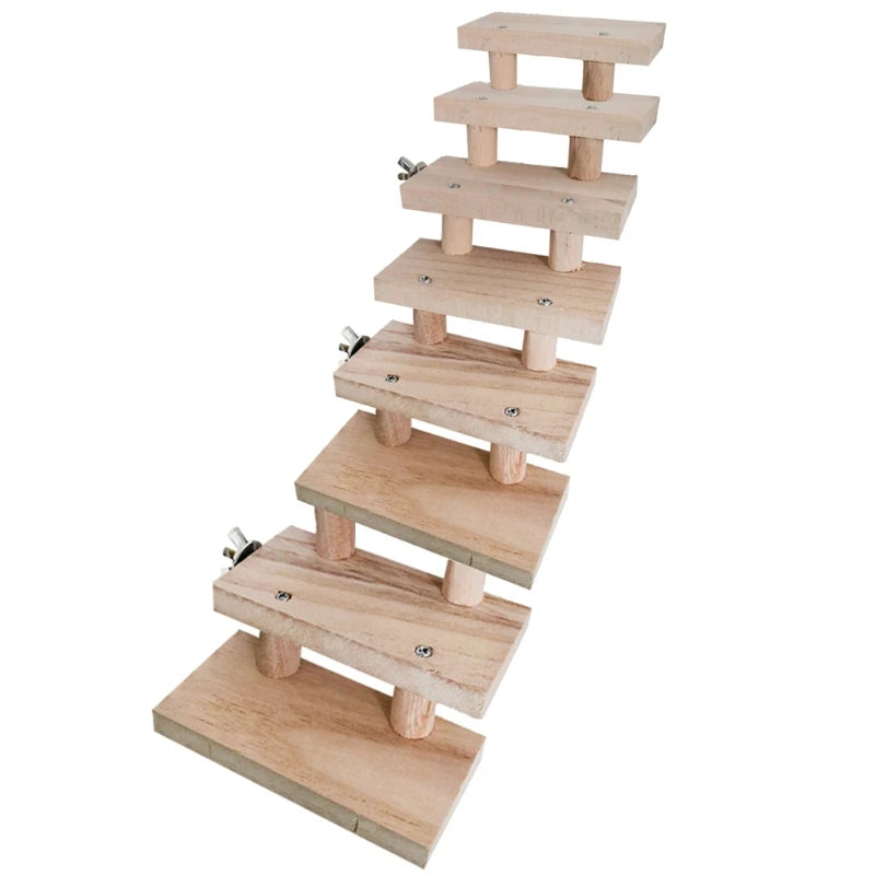 090C Natural Wooden 3/4/5/6/7/8 Layers Hamster Ladder Toys Pet Parrot Climbing Stairs Gifts Cage Accessory