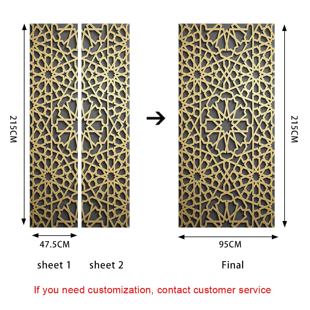 2pcs/Set Muslim Styles Door Art Mural Sticker Peel & Stick PVC Home Decor