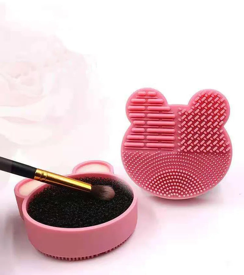 Bear Heart-Shaped Silicone Makeup Brush Cleaner Pad Tool