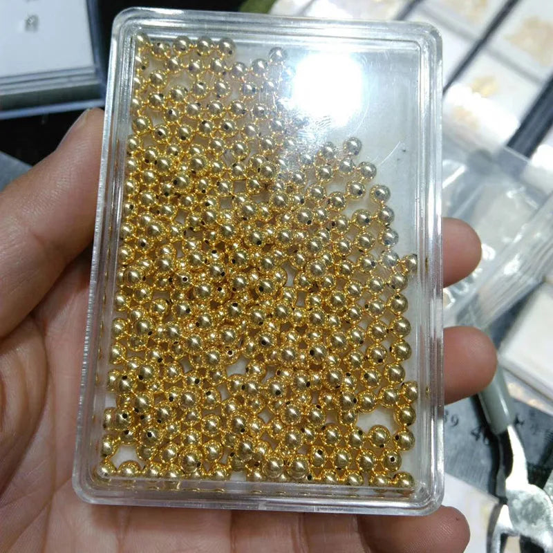 Genuine 18k Gold Beads DIY Jewelry Making Kits High Polished Au750 Gold Beads for Bracelets Necklaces Anklets and Earrings