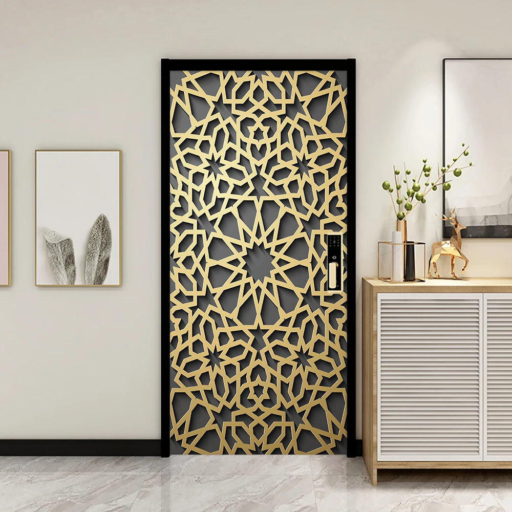 2pcs/Set Muslim Styles Door Art Mural Sticker Peel & Stick PVC Home Decor