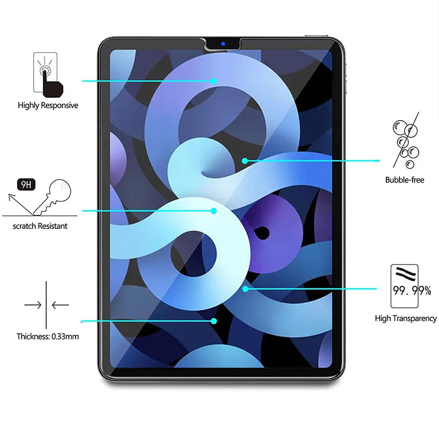 2 piezas de vidrio templado para iPad Pro 11 12.9 9 10.2 10.5 Air 4 3 2 Protector de pantalla de tableta para iPad Mini 6 5 4 3 13 2024 2021 Vidrio