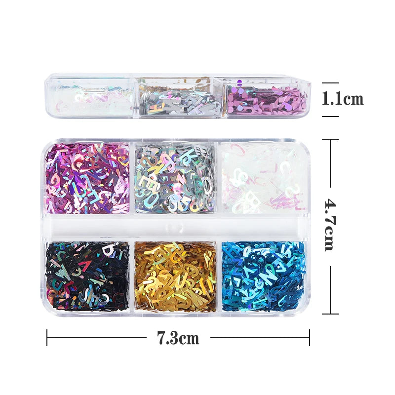 Holographic Glitter English Alphabet Flakes For DIY Resin