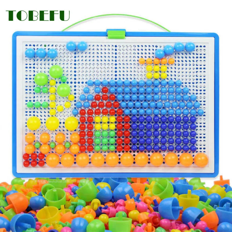 296 Pieces Set Grain Mushroom Nail Beads 3D Puzzle Toy