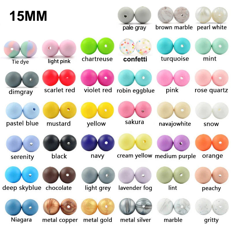 LOFCA 15mm Silicone Loose Beads 20pcs Safe Teether For Infants
