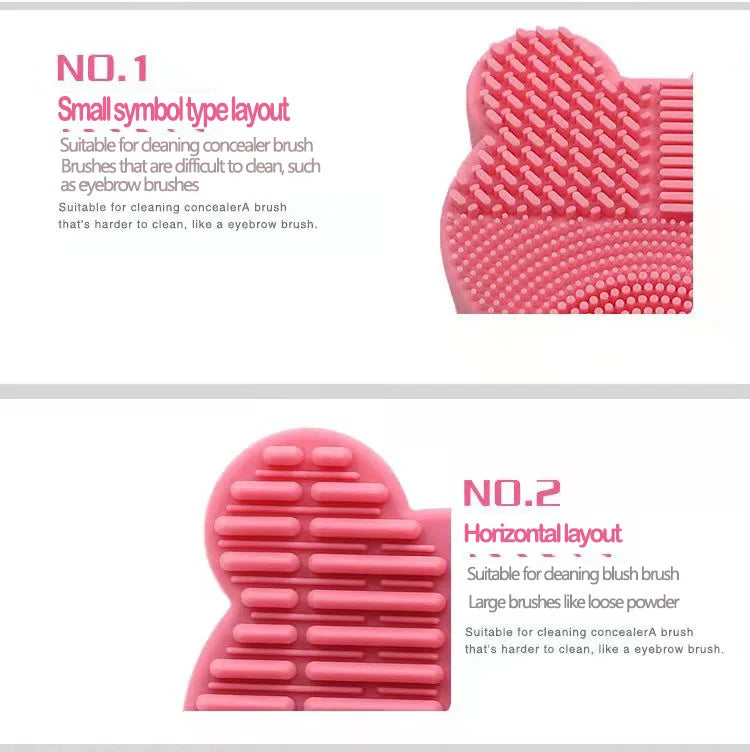 Bear Heart-Shaped Silicone Makeup Brush Cleaner Pad Tool