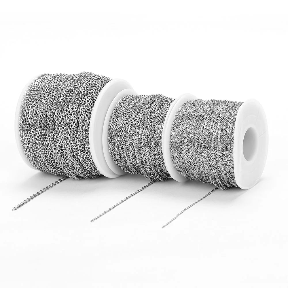 10 Meters Stainless Steel Chain 1 1.5 2mm Gold Steel Color for DIY Jewelry Making