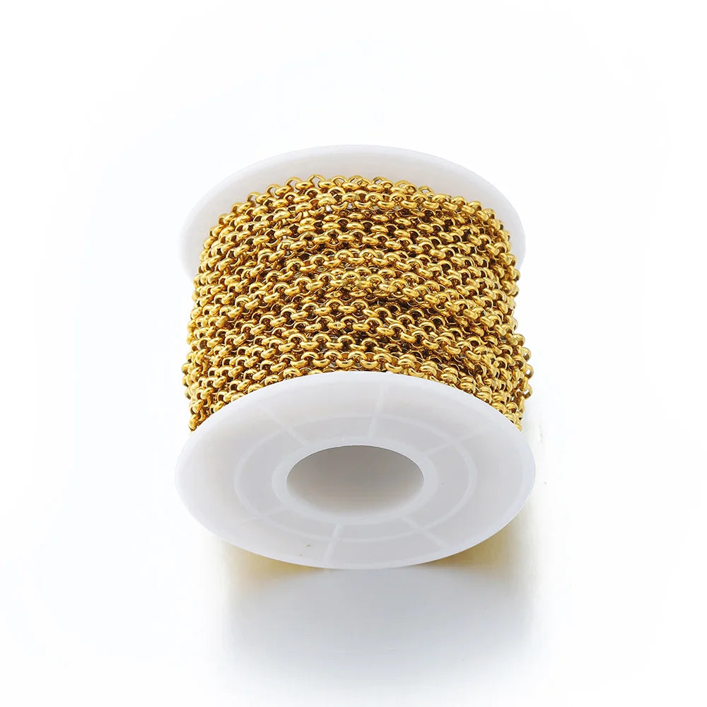 1Meter Stainless Steel Chains 2.5/3/4mm Gold Round O Shape Necklace Bracelet DIY Jewelry Making