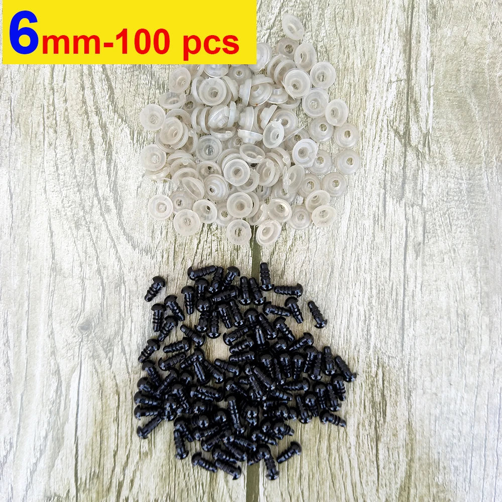 100pcs 8/10/12/14mm Plastic Safety Eyes for DIY Doll Toys