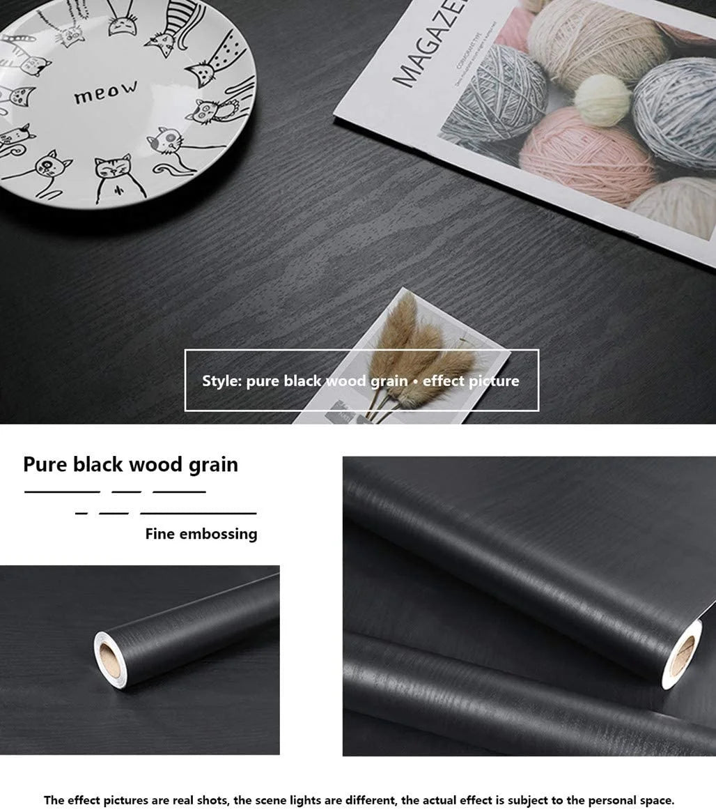 Black Wood Peel And Stick Decorative Film Easy To Clean