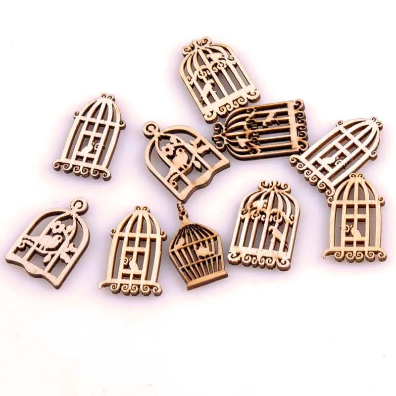 Handmade Wooden Animal Leaves Painting Scrapbooking DIY Accessories