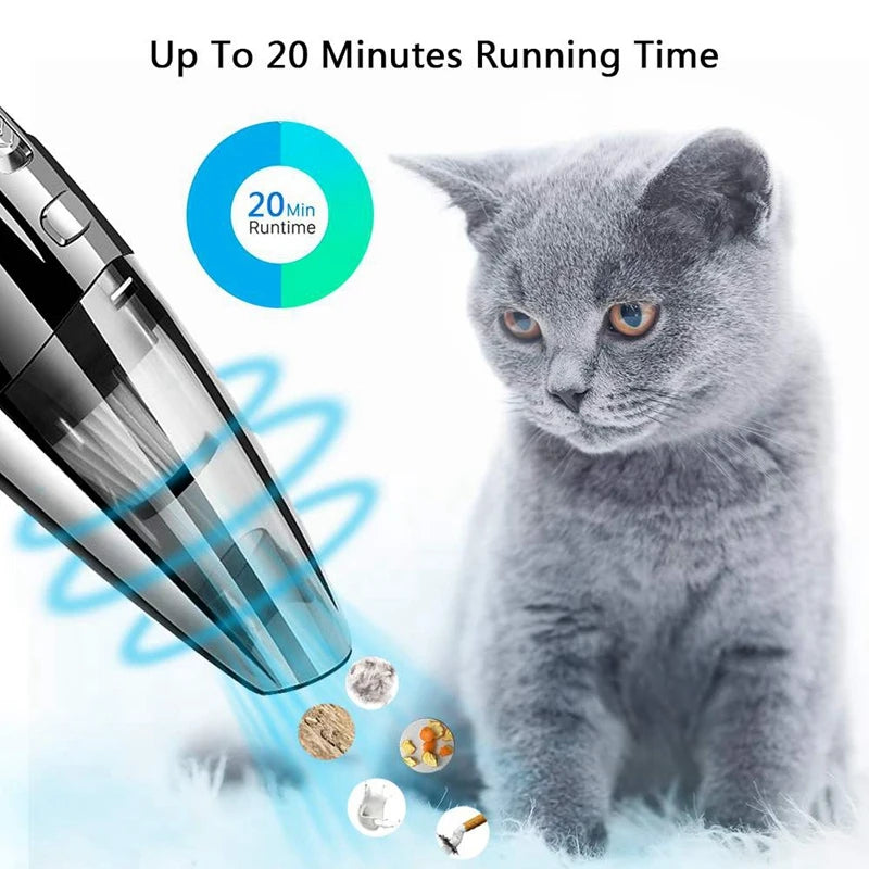 Wireless Vacuum Cleaner with Powerful Cyclone Suction for Car and Home Pet Hair