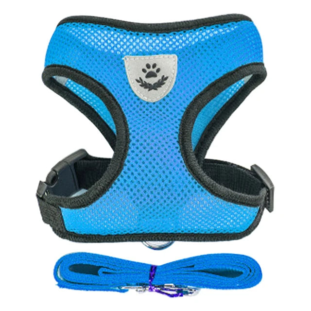 Cat Harness Vest Lead Leash Adjustable Mesh For Small Medium Pets