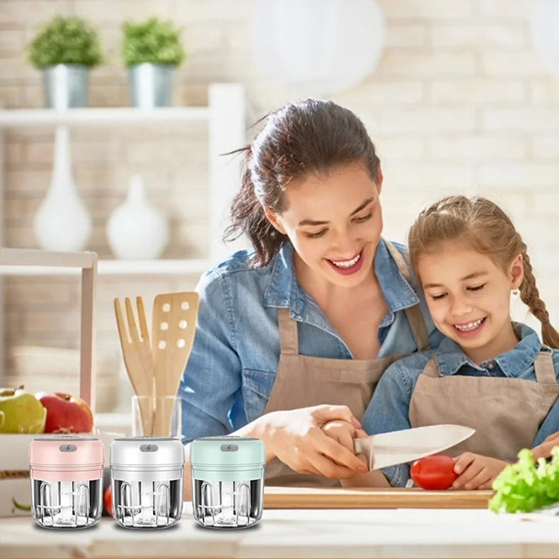 HiPiCok Electric Meat Grinder Garlic Crusher Mini Chopper USB Kitchen Gadget