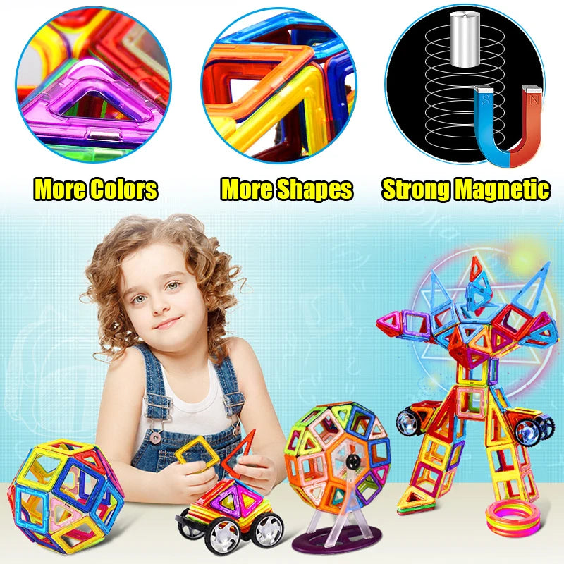 Big Size Magnetic Building Blocks Set for Kids Creative Constructor Toys for Boys and Girls Ages 4 to 12