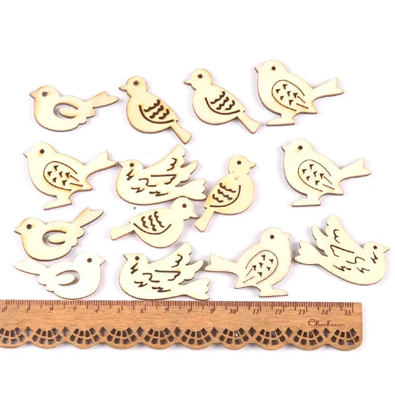 Mixed Leaf Animal Butterfly Chips Wooden Cutouts Craft Embellishments mt2520