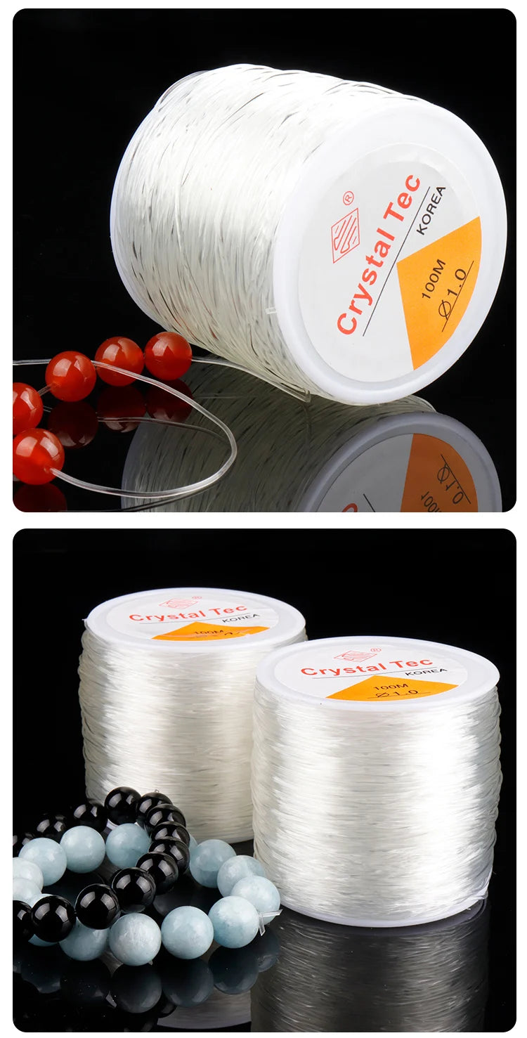 100m Strong Elastic Beading Thread Cord 0.5-1mm for Jewelry