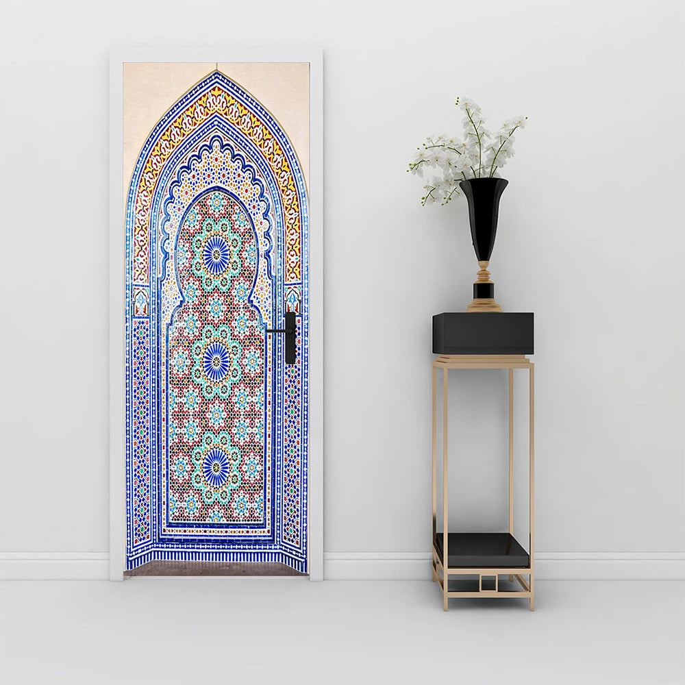 2pcs/Set Muslim Styles Door Art Mural Sticker Peel & Stick PVC Home Decor
