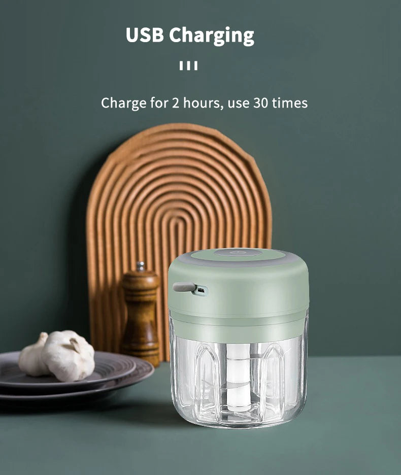 HiPiCok Electric Meat Grinder Garlic Crusher Mini Chopper USB Kitchen Gadget