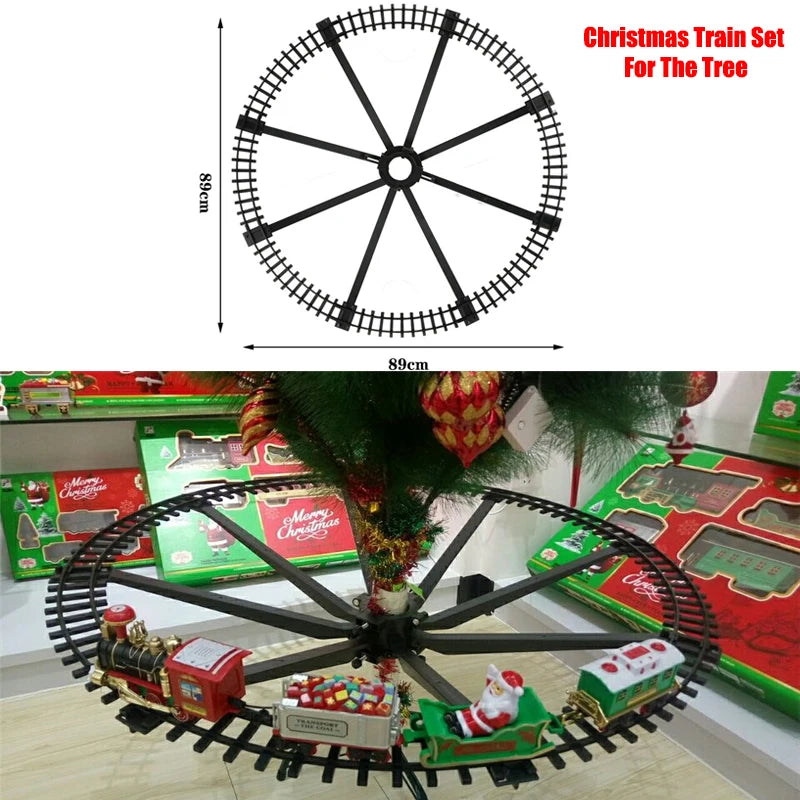 Battery Operated Christmas Train Set with Sound and Light Decorative Railway Car Toys for Kids