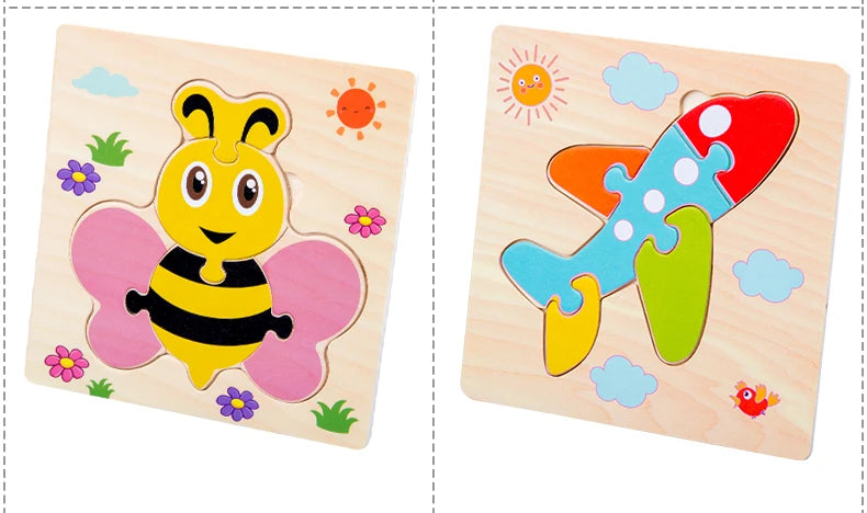 Baby Wooden 3D Puzzles Tangram Animal Jigsaw Toys Gift