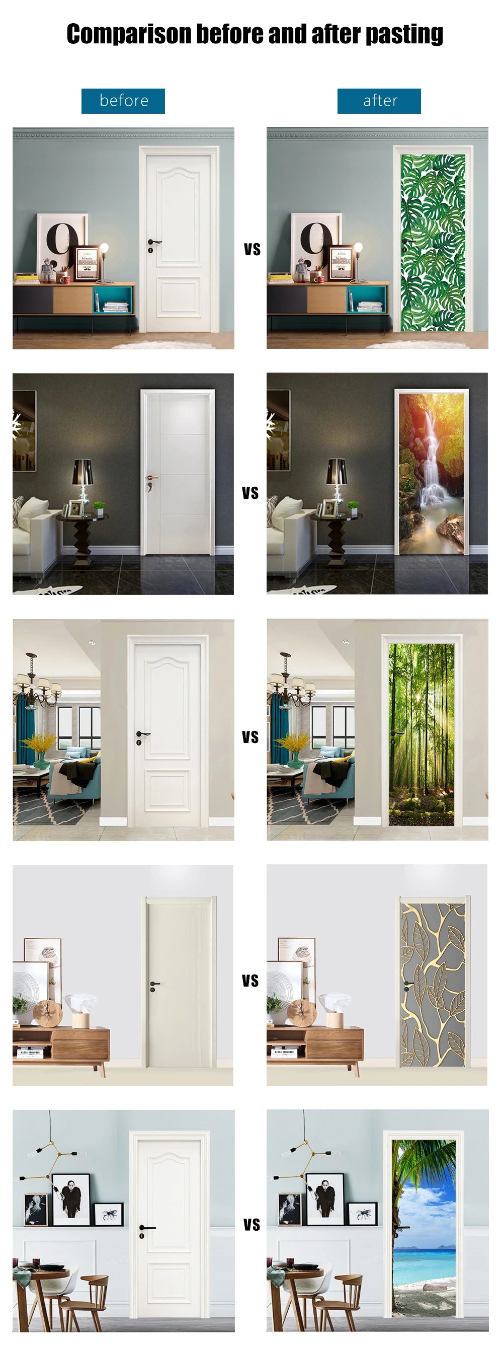 2pcs/Set Muslim Styles Door Art Mural Sticker Peel & Stick PVC Home Decor