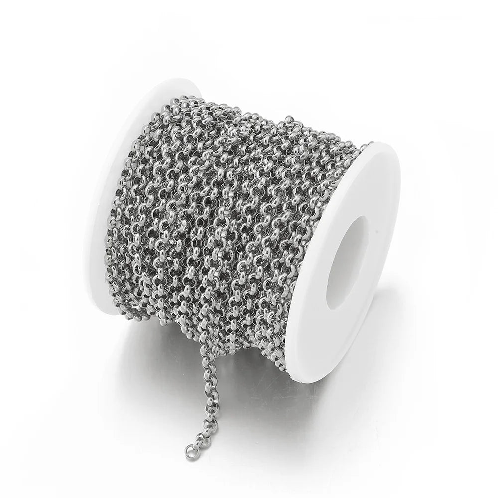 1Meter Stainless Steel Chains 2.5/3/4mm Gold Round O Shape Necklace Bracelet DIY Jewelry Making