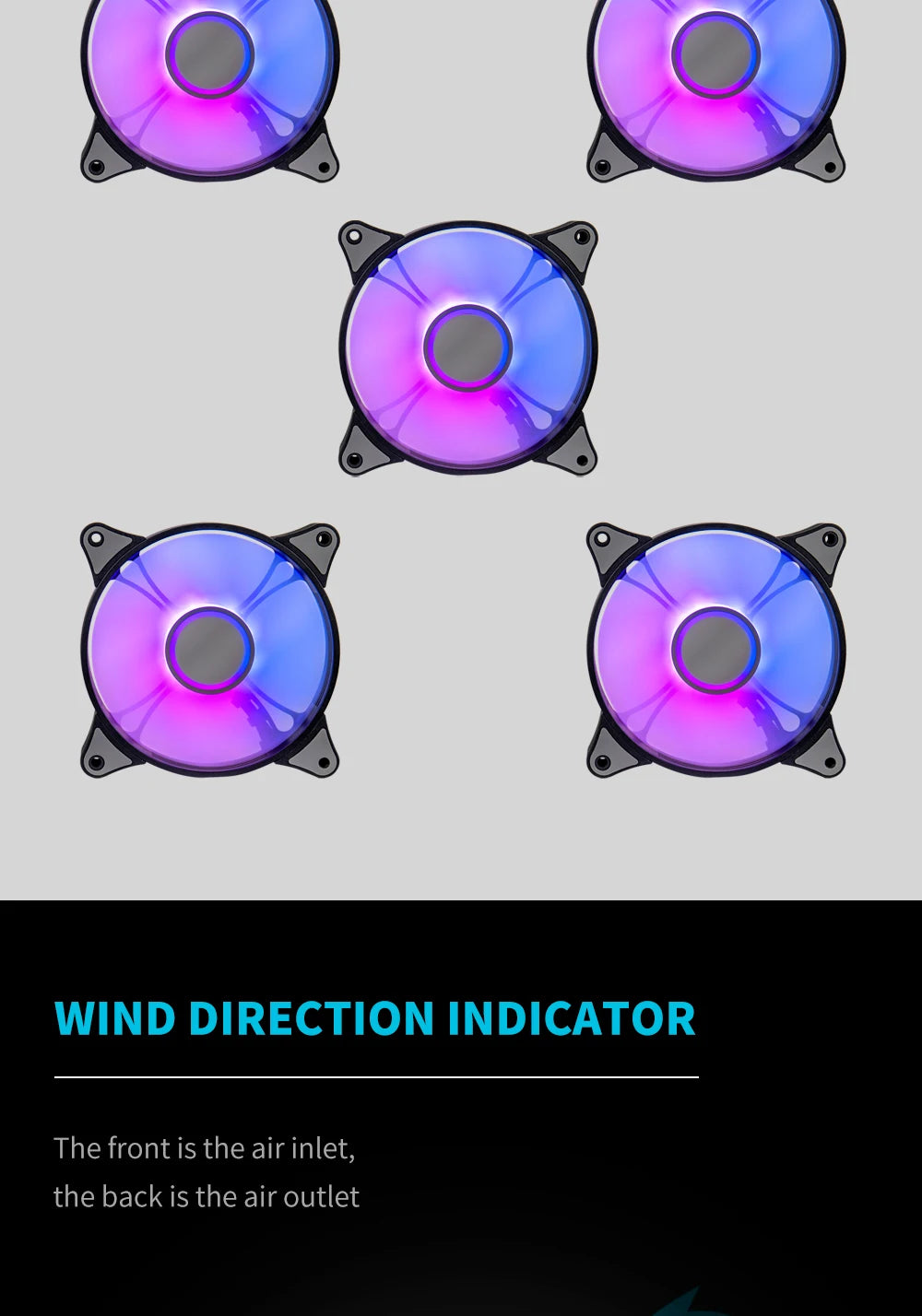 Ventilador de caja de computadora Aigo AR12PRO, ventilador de PC de 120 mm, ventilador RGB de 4 pines, ventilador de enfriamiento de CPU PWM de 3 pines y 5 V, espacio ilimitado, ventilador argb de 12 cm