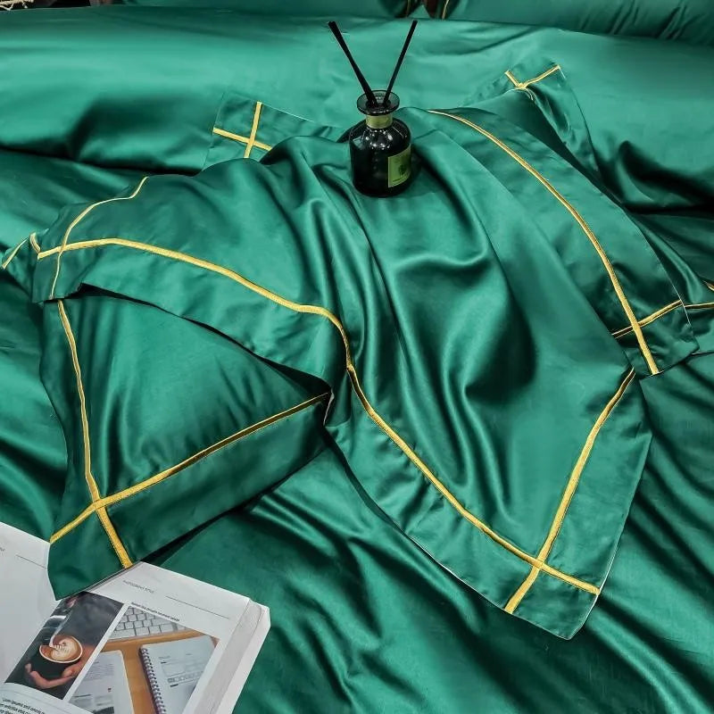 White Gray Egyptian Cotton Hotel Duvet Cover Set 600TC Silky Soft Bedding Set