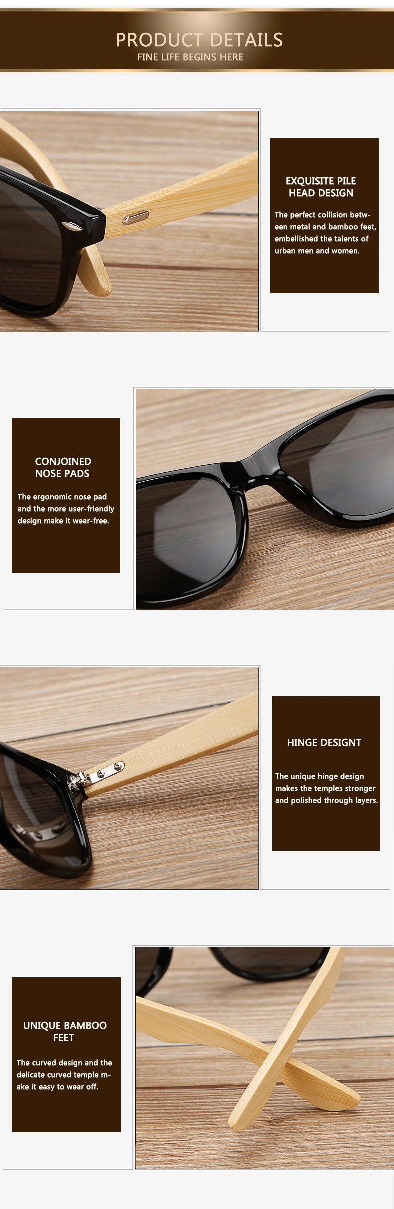 New Bamboo Sunglasses Female Designer Mirror Gafas De Sol