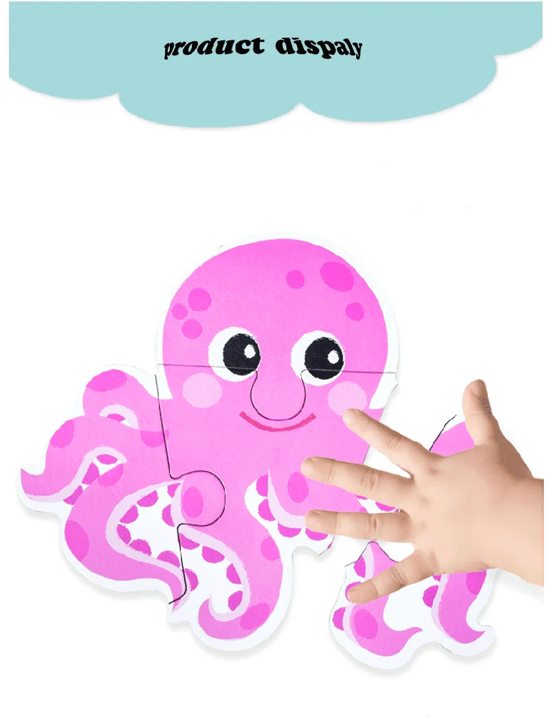 Baby Puzzle Montessori Educational Toys 3D Wooden Puzzles for Kids 2-4 Years