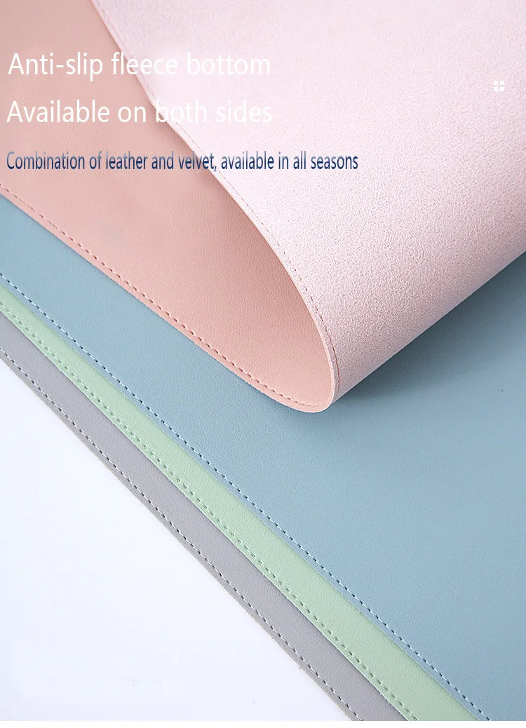 White Mousepad Large Gaming Desk Mat Waterproof Non-Slip PU Suede