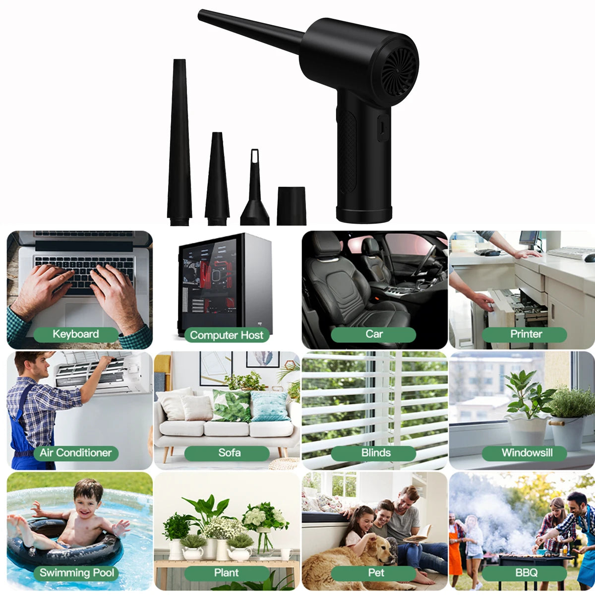 Cordless Electric Air Duster 51000RPM Wireless Compressed Air Blower for Cleaning Electronics and Home Surfaces